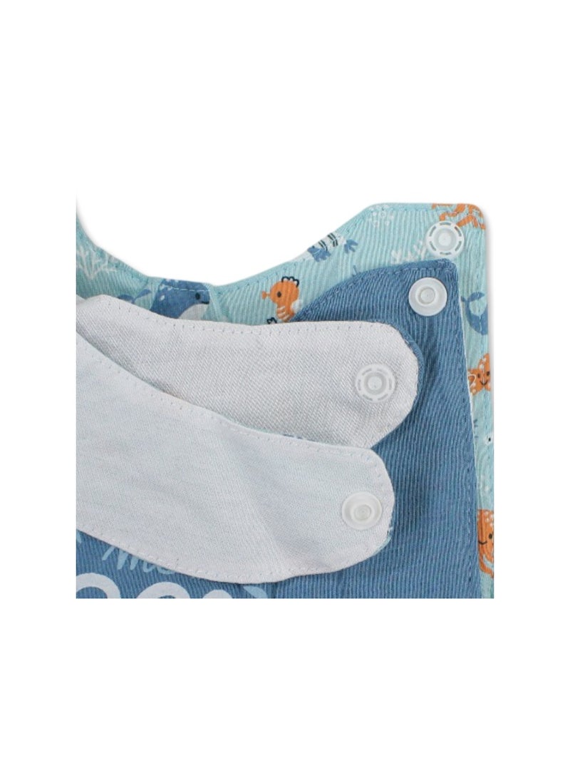 Junior Cotton Bib Aqua & Blue with "Take me to The Sea" Print – Pack Of 2 - Image 3