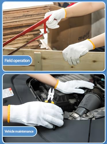 PLWJK Unisex white cotton polyester knitted safety gloves,suitable for gardening,warehouse,cooking work (12) - Image 3