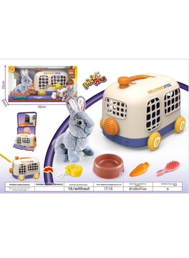 Children's Simulation Plush Cat Teddy Dog Pet Bus Cage Medical Tool Set Storage Plane Play House Toys-Color:Pet Bus Cage + Plush Dog Bagido Dog/teddy Dog Mixed + Medical Set + Bus Traction Rope + Elizabeth + Sealed Box Packaging: 54 Boxes Minimum Order  - Image 5