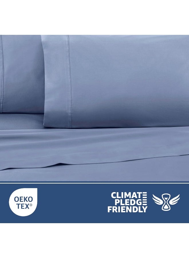 Martex - Martex 400 Thread Count Luxury 4 Piece King Sheet Set - 100% Long-Staple Cotton - Sateen Weave - Silky Soft & Durable - Wrinkle & Fade Resistant - Deep Pocket - Blue Sheet Set (King, Blue) - Image 1