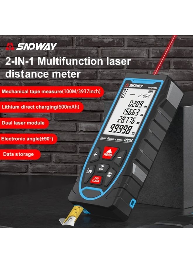 SNDWAY 2 In 1 Laser Tape Measure Digital Laser Distance Meter 164ft Steel Tape Electronic Angle Sensor - Image 2