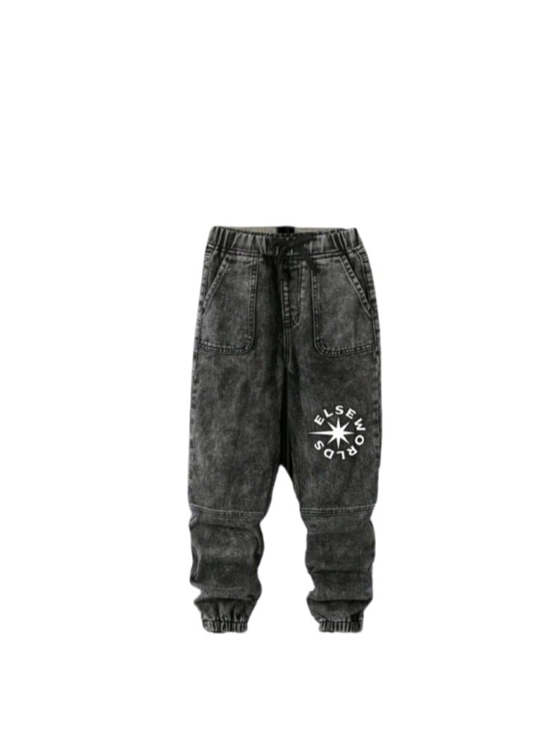 Boys' black jeans with a drawing 