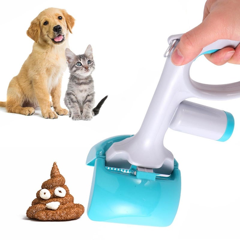 Pet Pooper Scooper With Long Handle Portable Dog Waste Pickup Tool Blue For Outdoor Puppy Cat Cleaning - Image 5