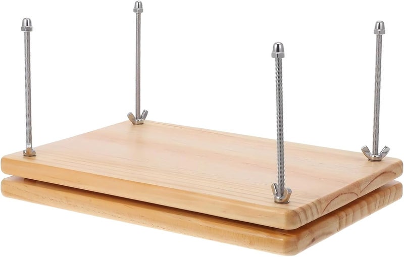 Wood Book Press, Solid 11.6 X 7.7 X 0.6 in Paper Clamp with Double Layer, Threaded Posts - Image 1