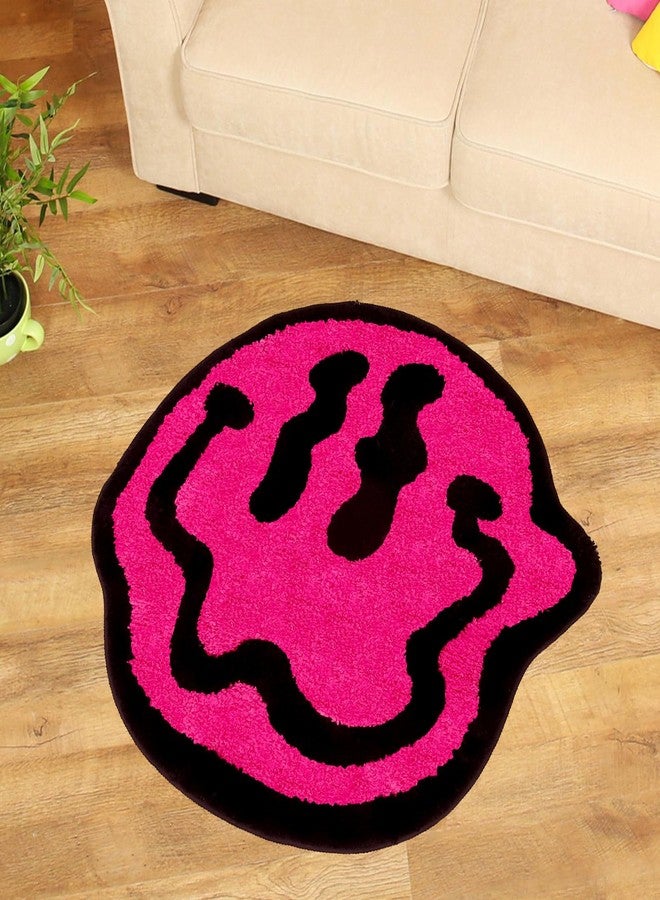 Whaline سجادة حمام وجه مبتسم من واهلين، وردي، تجريدي، مبهج، سجادة حمام محبوكة، غير قابلة للانزلاق، ماصة، سجادات حمام، سجادة مدخل، سجادة أرضية للمنزل، المطبخ، غرفة النوم، المدخل، المرحاض، حوض الاستحمام - Image 1