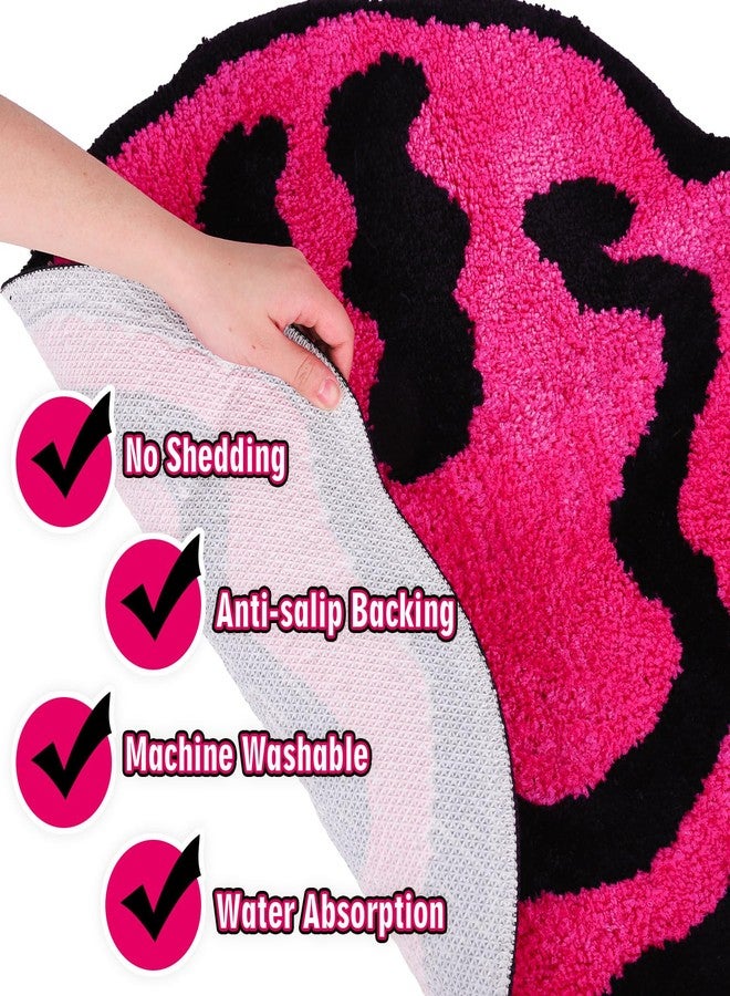 Whaline سجادة حمام وجه مبتسم من واهلين، وردي، تجريدي، مبهج، سجادة حمام محبوكة، غير قابلة للانزلاق، ماصة، سجادات حمام، سجادة مدخل، سجادة أرضية للمنزل، المطبخ، غرفة النوم، المدخل، المرحاض، حوض الاستحمام - Image 3