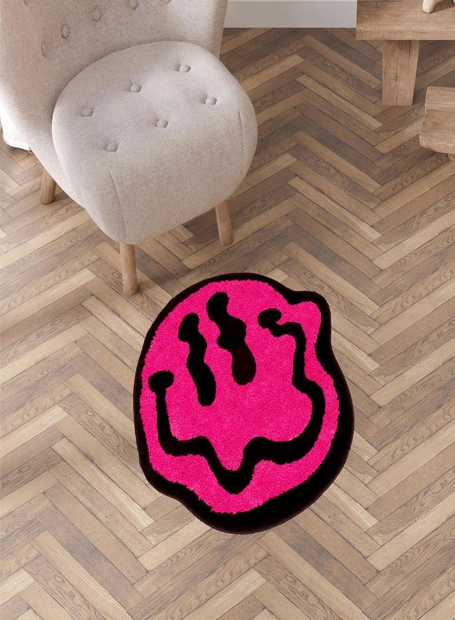 Whaline سجادة حمام وجه مبتسم من واهلين، وردي، تجريدي، مبهج، سجادة حمام محبوكة، غير قابلة للانزلاق، ماصة، سجادات حمام، سجادة مدخل، سجادة أرضية للمنزل، المطبخ، غرفة النوم، المدخل، المرحاض، حوض الاستحمام - Image 4