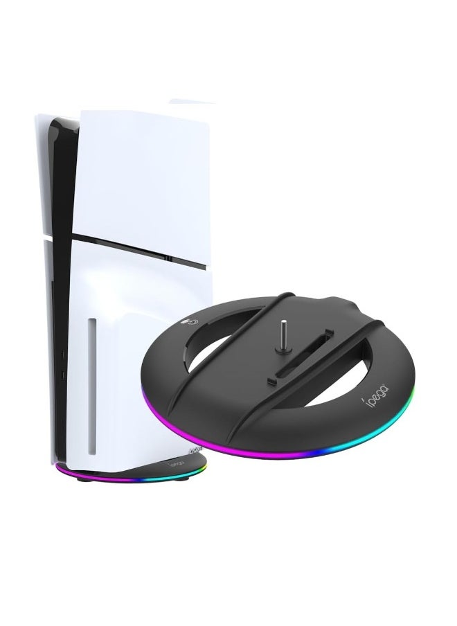 Generic - PS5 Slim Vertical Stand, Optical and Digital Version Vertical Stand with Screw for Playstation 5 Slim Base Accessories (Round Base with RGB Light) - Image 1
