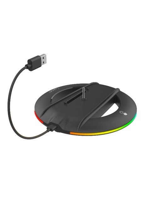 PS5 Slim Vertical Stand, Optical and Digital Version Vertical Stand with Screw for Playstation 5 Slim Base Accessories (Round Base with RGB Light)