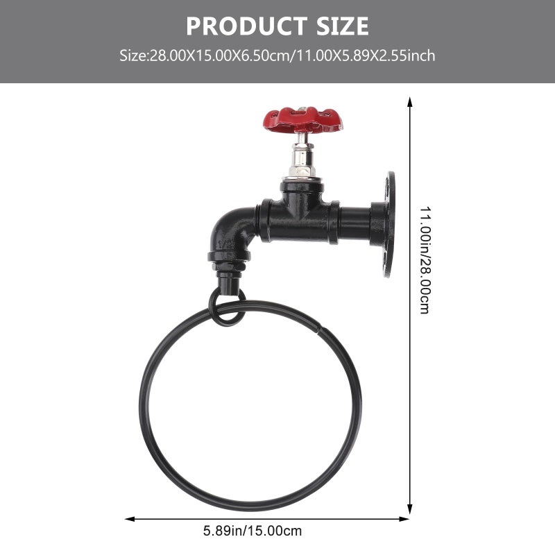 Matte Black Iron Towel Ring Wall Mounted Waterproof Vintage Bathroom Hardware - Image 3
