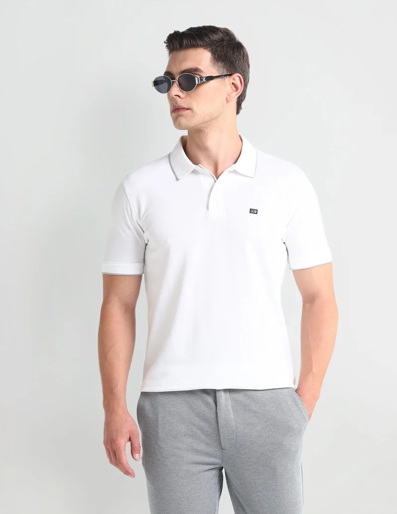 Arrow Tipped Collar Cotton Polo Shirt