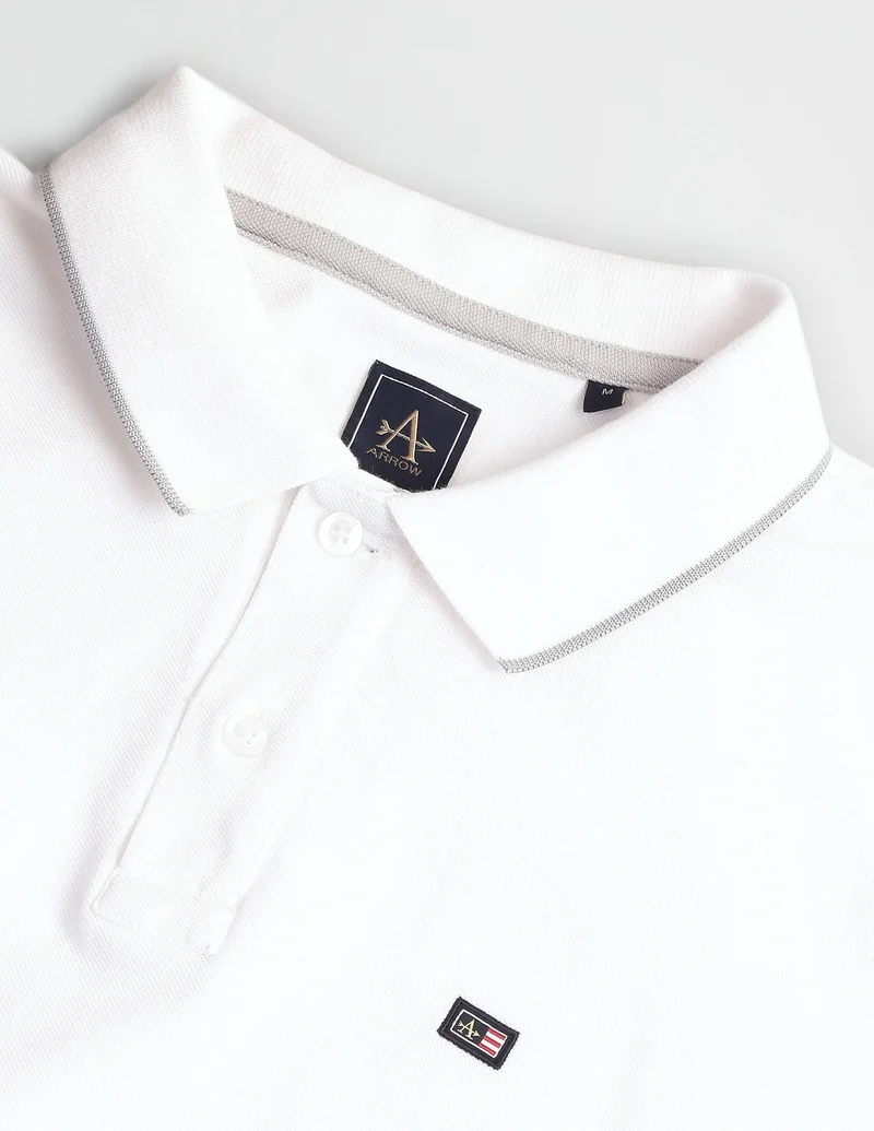 Arrow Tipped Collar Cotton Polo Shirt