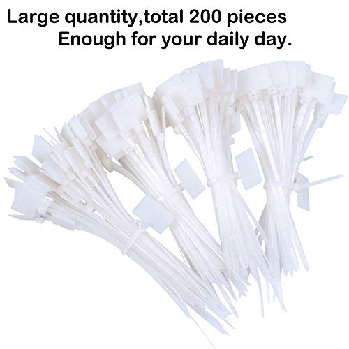 BronaGrand 200 Pieces Nylon Cable Marker Ties,Self-locking Cord Tags Write on Ethernet Wire Zip Mark Tags Nylon Power Marking Label - Image 2