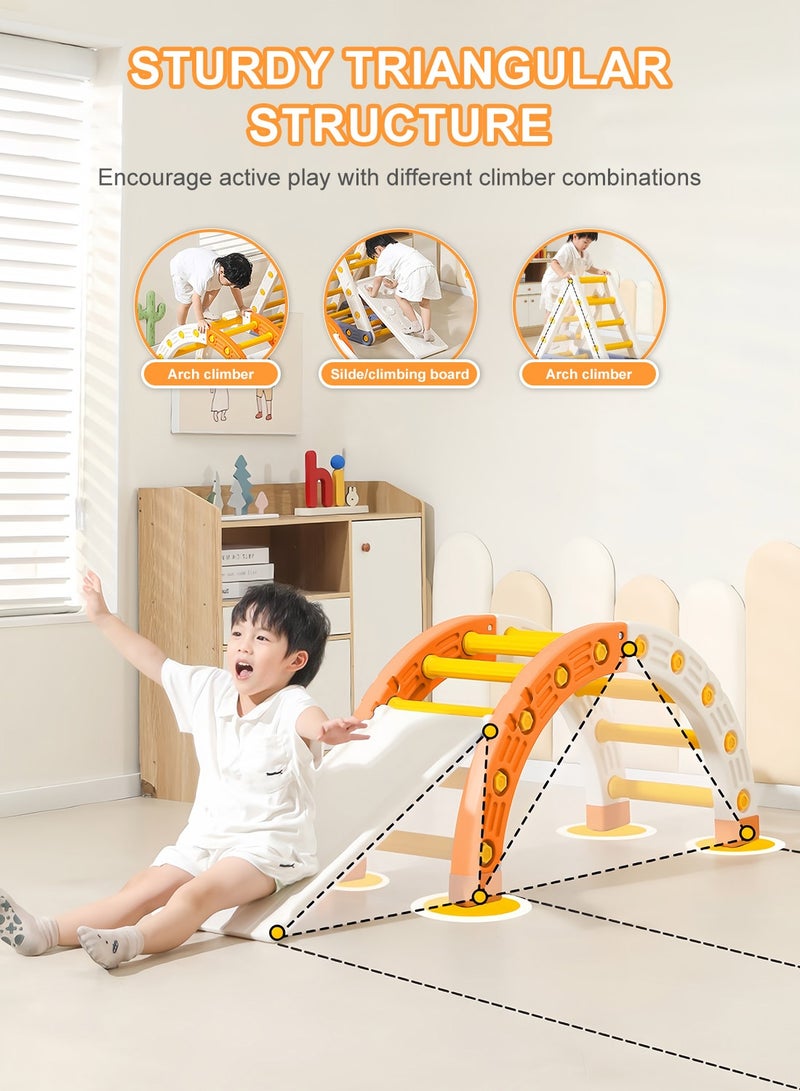 ما بيبي مجموعة ألعاب تسلق الأطفال الخشبية القابلة للطي 4 في 1 من مونتيسوري مع قوس ومنحدر وسلم، صالة ألعاب رياضية داخلية للأطفال الصغار من مونتيسوري - Image 2