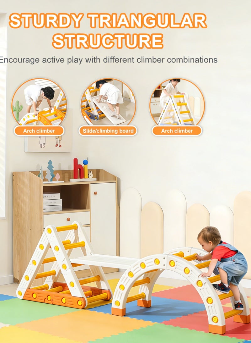 ما بيبي مجموعة ألعاب تسلق الأطفال الخشبية القابلة للطي 4 في 1 من مونتيسوري مع قوس ومنحدر وسلم، صالة ألعاب رياضية داخلية للأطفال الصغار من مونتيسوري - Image 1