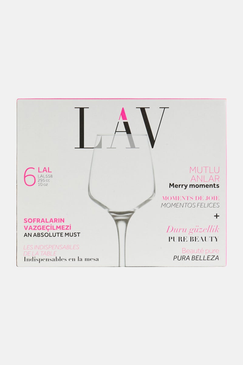LAV 6 Pieces Lal Wine Glass 295ml, Transparent - Image 3