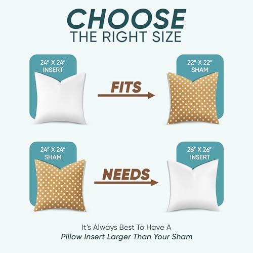 Pillowflex Synthetic Down Pillow Insert - 24x24 Down Alternative, Large Euro Pillow, Square Ultra Soft Throw, Euro Bed Sham - 1 Decorative Form - Image 2