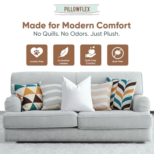Pillowflex Synthetic Down Pillow Insert - 24x24 Down Alternative, Large Euro Pillow, Square Ultra Soft Throw, Euro Bed Sham - 1 Decorative Form - Image 3