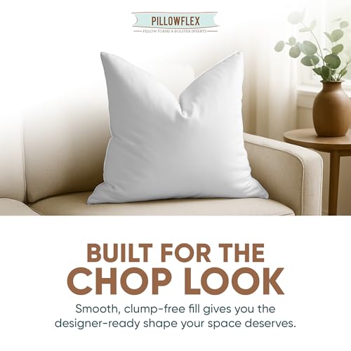 Pillowflex Synthetic Down Pillow Insert - 24x24 Down Alternative, Large Euro Pillow, Square Ultra Soft Throw, Euro Bed Sham - 1 Decorative Form - Image 4