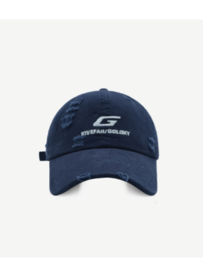 Navy Blue Distressed Baseball Cap with "KIVEFAH/GLORY" Logo 60-65cm