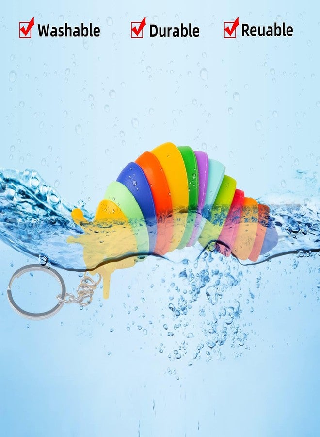 MEIEST 4 PCS Mini Fidget Slug Key-Chain Toys,3D Articulated Stretch Caterpillar Sensory Flexible Hand Toy, Ideal Party Favor Colorful Office Desk Pet Toys(Random Color) - Image 4
