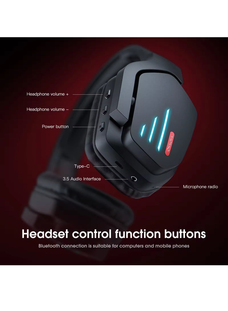onikuma B60 Lightweight Wireless Bluetooth Headphones Noise Reduction Mic Foldable Professional Gaming Headset - Image 2