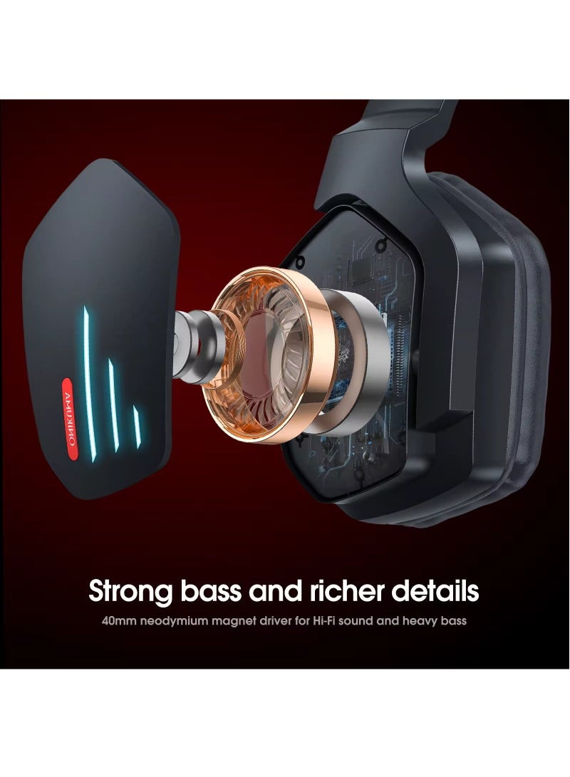 onikuma B60 Lightweight Wireless Bluetooth Headphones Noise Reduction Mic Foldable Professional Gaming Headset - Image 4