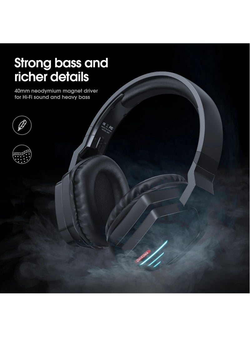 onikuma B60 Lightweight Wireless Bluetooth Headphones Noise Reduction Mic Foldable Professional Gaming Headset - Image 5