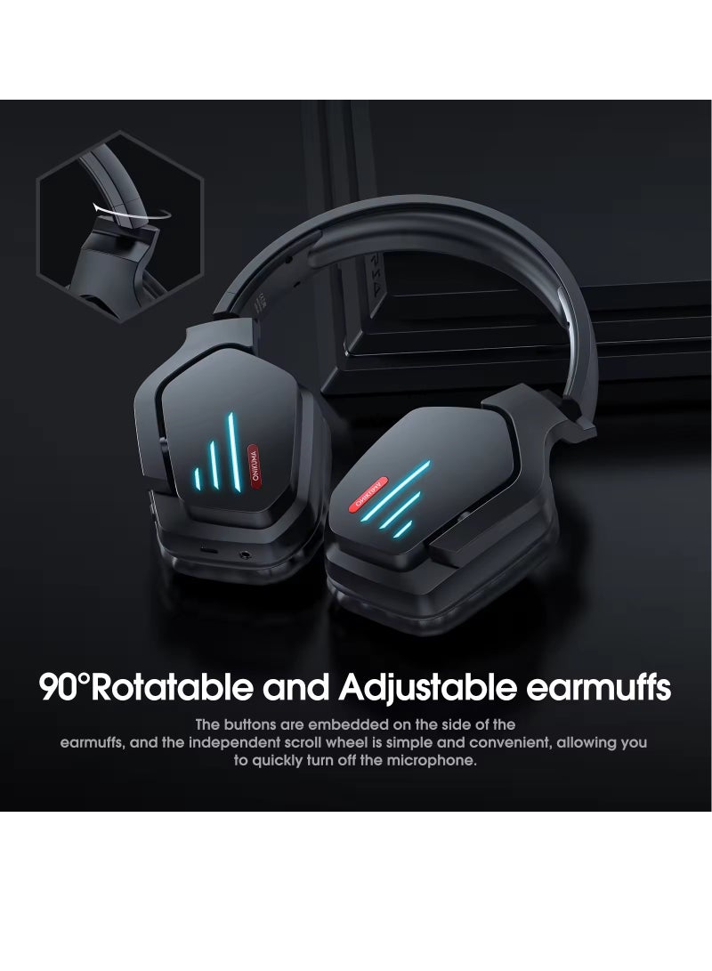 onikuma B60 Lightweight Wireless Bluetooth Headphones Noise Reduction Mic Foldable Professional Gaming Headset - Image 3