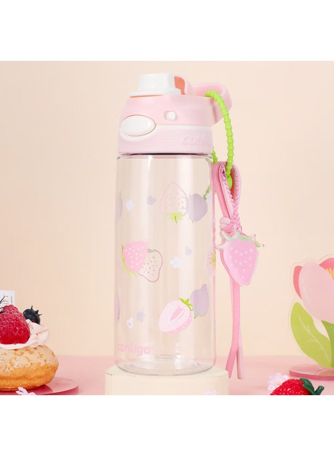 Contigo Kangdike Plastic Cup, Sports Water Bottle, Dragon Mouth Locking Cup, 600ml, Colorful Strawberry, Hbc-dem124 - Image 1