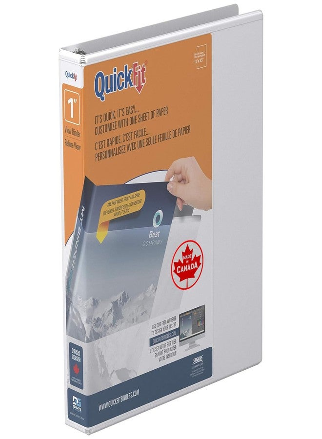 مجلد QuickFit الأصلي ذو العرض الأصلي مقاس 1 بوصة، بحلقة على شكل حرف D، أبيض (87010)