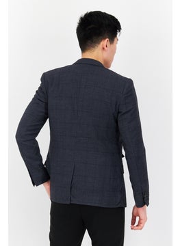 SELECTED Men Regular Fit Plaid Semi Formal Blazer, Navy Blue  - Image 4