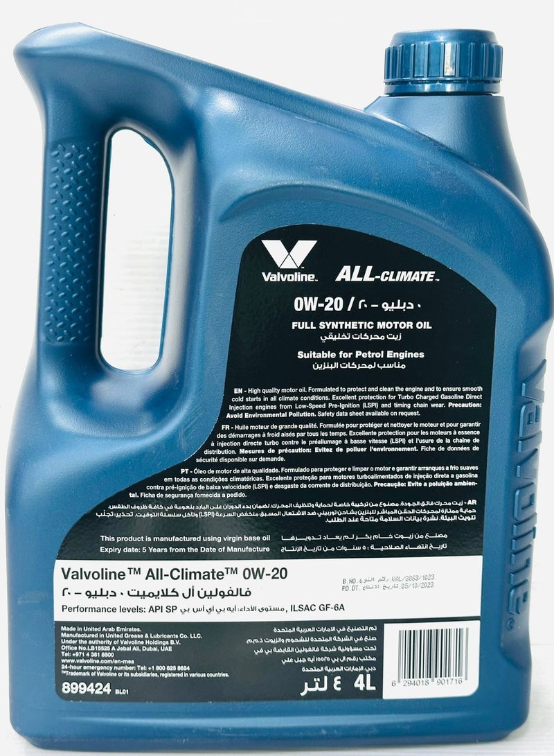 Valvoline Fully Synthetic Engine Oil 0W20 4Ltr - Image 2