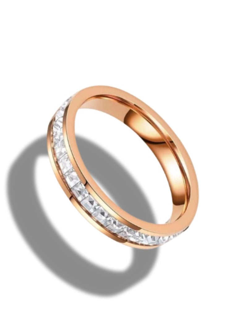 Soko Mesh Rose Gold Diamond Stackable Ring - Exquisite Women's Jewelry, Wedding Band, Luxury Fashion Accessory, , Timeless & Elegant Design, Perfect Gift for Her, Fine Jewelry Collection.  - Image 1