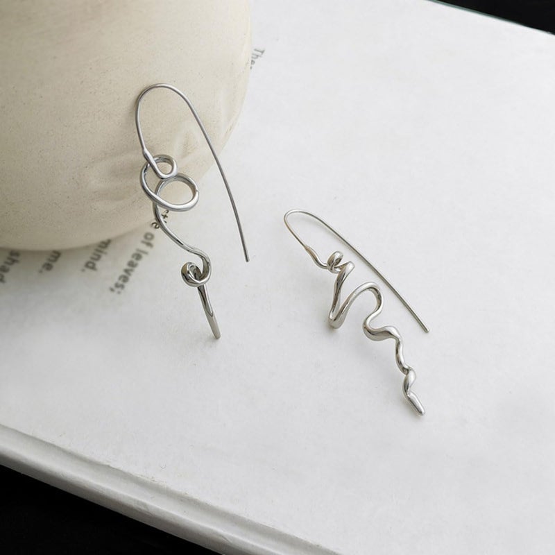 BLBLJERY Silver Earrings for Women Trendy Spiral Threader Earrings Silver Dangle Drop Earring Hypoallergenic 14k Gold Twist Simple Unique Earring Women Unique Jewelry - Image 3