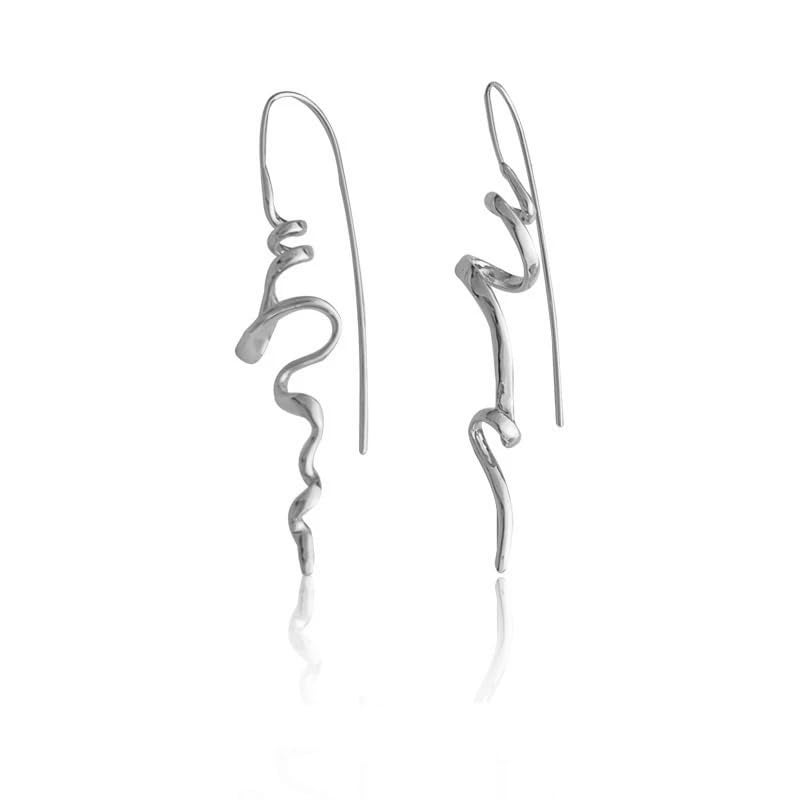 BLBLJERY Silver Earrings for Women Trendy Spiral Threader Earrings Silver Dangle Drop Earring Hypoallergenic 14k Gold Twist Simple Unique Earring Women Unique Jewelry - Image 1