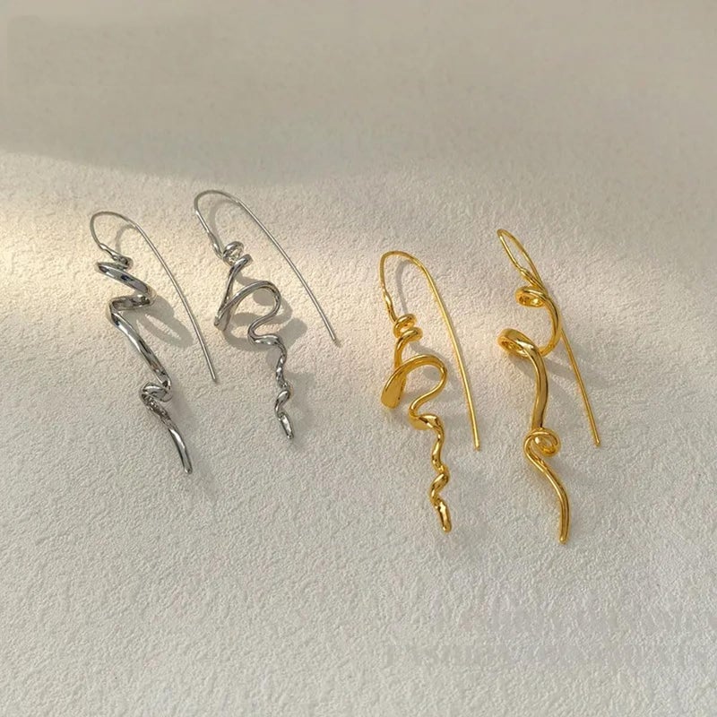 BLBLJERY Silver Earrings for Women Trendy Spiral Threader Earrings Silver Dangle Drop Earring Hypoallergenic 14k Gold Twist Simple Unique Earring Women Unique Jewelry - Image 4