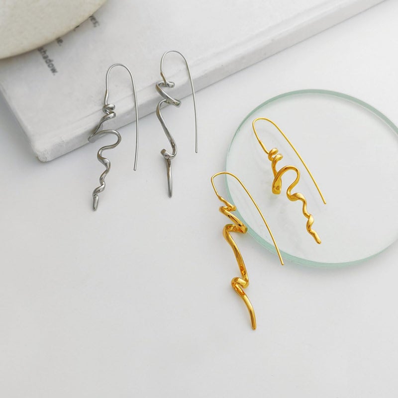 BLBLJERY Silver Earrings for Women Trendy Spiral Threader Earrings Silver Dangle Drop Earring Hypoallergenic 14k Gold Twist Simple Unique Earring Women Unique Jewelry - Image 5