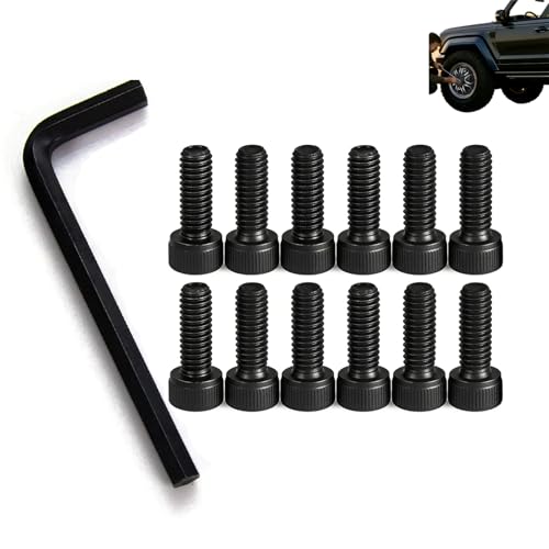 BDFHYK Fuel Wheel Center Cap Screws Kit 12 Pack HighCarbon Steel Replacement Screws with Hex Wrench BoltOn Style for Common 100163B 100163B 100163GB Type 1 - Image 1