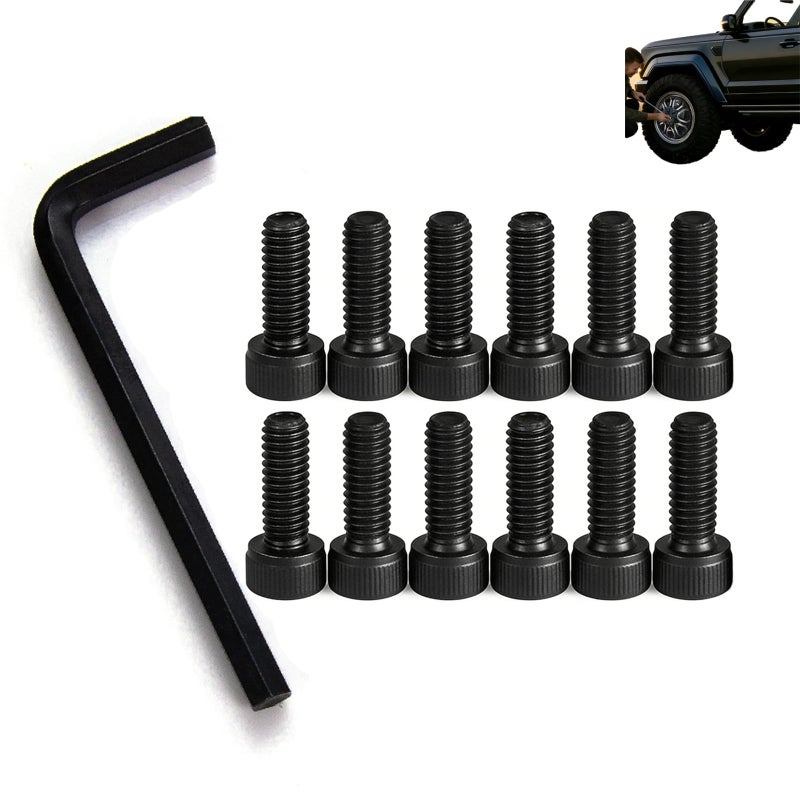 BDFHYK Fuel Wheel Center Cap Screws Kit 12 Pack HighCarbon Steel Replacement Screws with Hex Wrench BoltOn Style for Common 100163B 100163B 100163GB Type 1 - Image 3