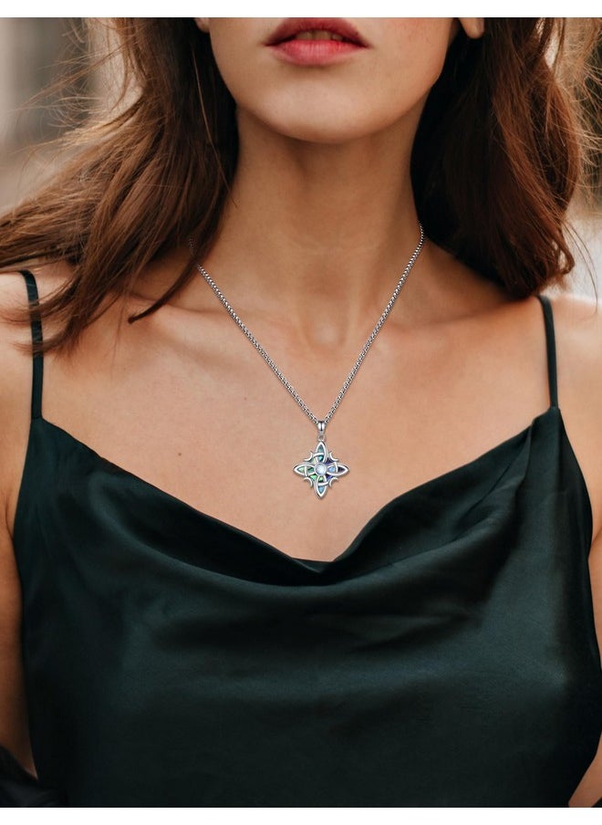 INFUSEU Witches Knot Necklace With Moonstone 925 Sterling Silver Nudo De Brujas Amuleto De Protection Witchy Wiccan Pagan Celtic Irish Jewelry For Women Teen Teenager Adolescent Abalone Shell  - Image 4