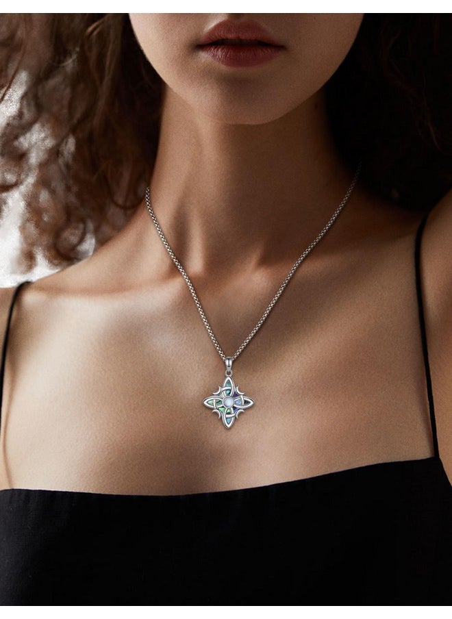 INFUSEU Witches Knot Necklace With Moonstone 925 Sterling Silver Nudo De Brujas Amuleto De Protection Witchy Wiccan Pagan Celtic Irish Jewelry For Women Teen Teenager Adolescent Abalone Shell  - Image 5
