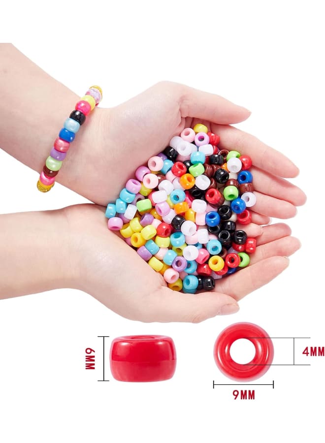 121.5 جرام 15 لون خرز أكريليك أوروبي غير شفاف، خرز المهر برميل مختلط الألوان 9 × 6 مللي متر لصنع الحرف اليدوية والمجوهرات ذاتية الصنع - Image 2