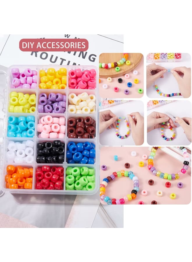 121.5 جرام 15 لون خرز أكريليك أوروبي غير شفاف، خرز المهر برميل مختلط الألوان 9 × 6 مللي متر لصنع الحرف اليدوية والمجوهرات ذاتية الصنع - Image 4