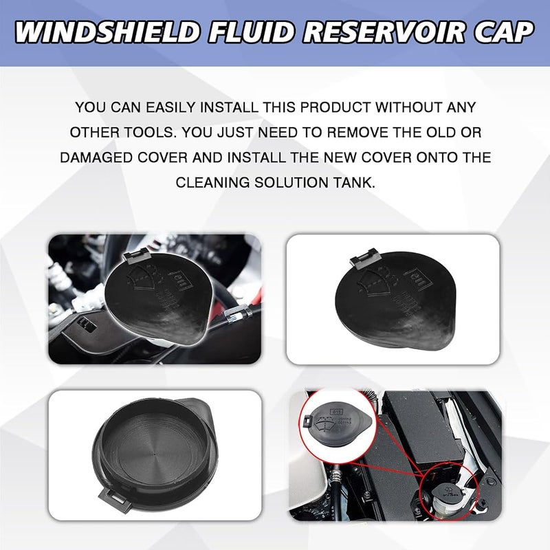 UZZH Windshield Wiper Washer Reservoir Fluid Tank Cap, Car Windscreen Washer Wiper Fluid Reservoir Water Tank Lid Bottle Cap Cover Replacement for Toyota, Venza, RAV4, Highlander, Lexus (Black) - Image 4