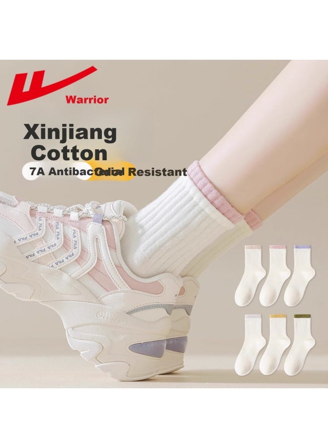 Pull Back Huili Mid-calf Socks, 7a Antibacterial And Odor-resistant Socks, White Socks, Sports Socks, Women's Socks, Spring And Autumn Cotton Socks For Wome - Image 1
