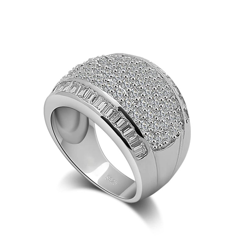 Dankadi Women 925 Sterling Silver Ring Luxury Cubic Zircon Inlaid Dense Wedding Ring Sizes 6-10# Fashion Jewelry Gift Party Accessories (8) - Image 1