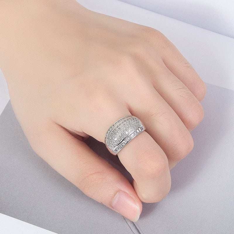 Dankadi Women 925 Sterling Silver Ring Luxury Cubic Zircon Inlaid Dense Wedding Ring Sizes 6-10# Fashion Jewelry Gift Party Accessories (8) - Image 2