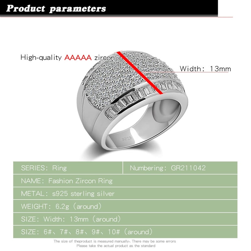 Dankadi Women 925 Sterling Silver Ring Luxury Cubic Zircon Inlaid Dense Wedding Ring Sizes 6-10# Fashion Jewelry Gift Party Accessories (8) - Image 3