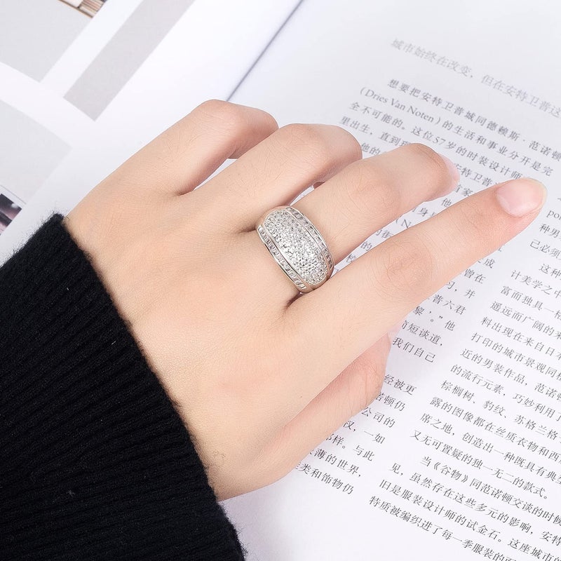 Dankadi Women 925 Sterling Silver Ring Luxury Cubic Zircon Inlaid Dense Wedding Ring Sizes 6-10# Fashion Jewelry Gift Party Accessories (8) - Image 4